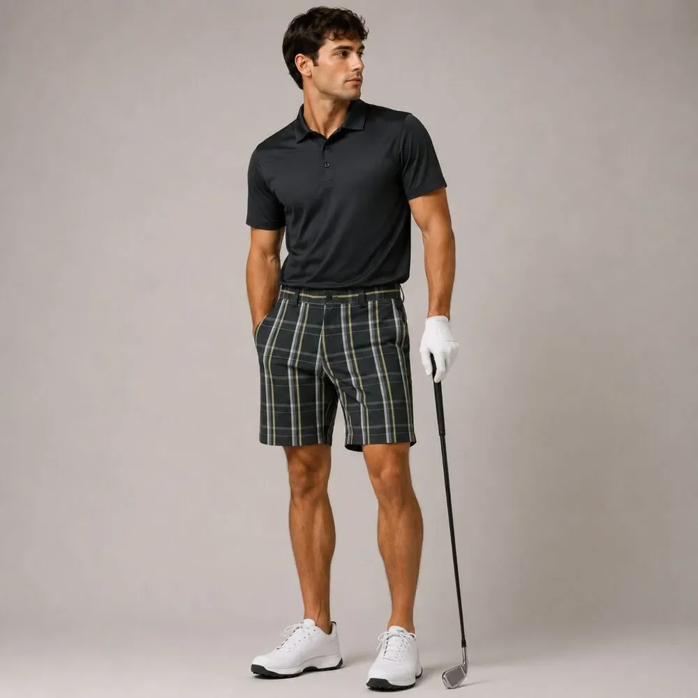 PGA Tour Pro Series Golf Shorts 36 Gray Plaid